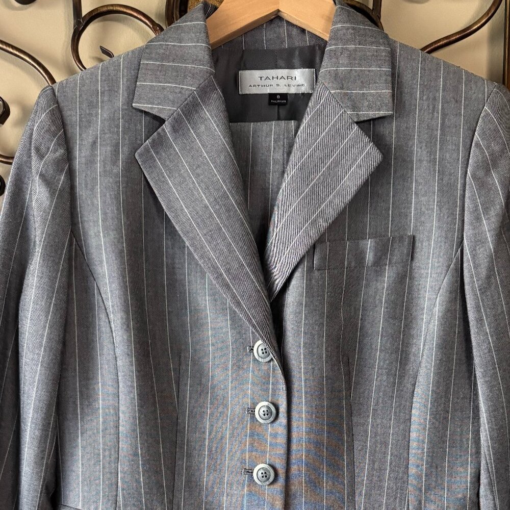 Tahari Pinstripes Pant Suit